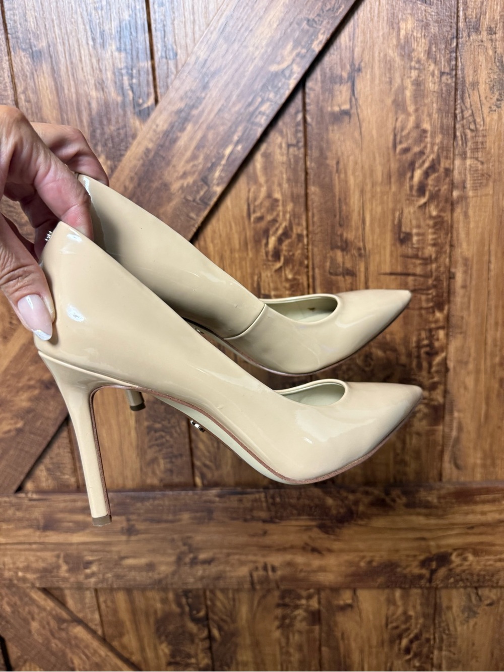 Sam Edelman Nude Patent Pointed-Toe Stiletto Pumps